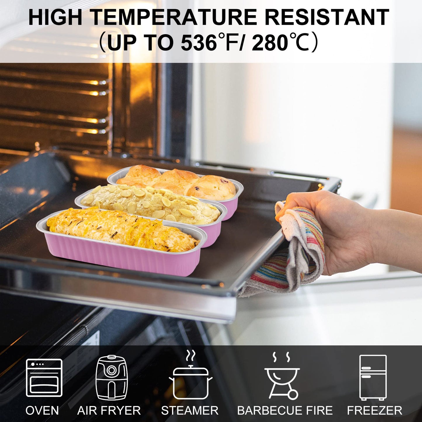 LotFancy Mini Loaf Panswith Lids and Spoons, 50Pack, 6.8oz Rectangle Aluminum Foil Mini Cake Pans