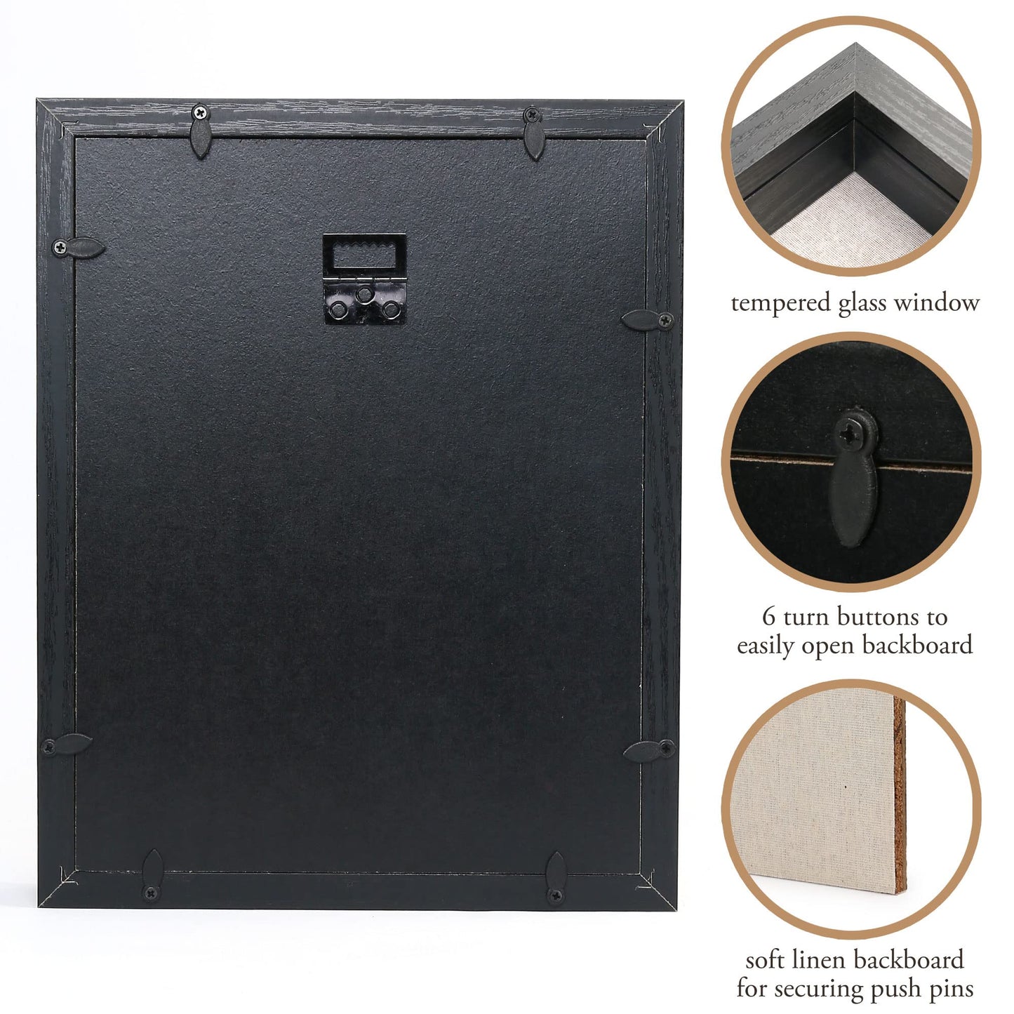 LotFancy Black Shadow Box Wood Frame with Soft Linen Back,Shatter-Resistant Glass. 10 Thumbtacks Included