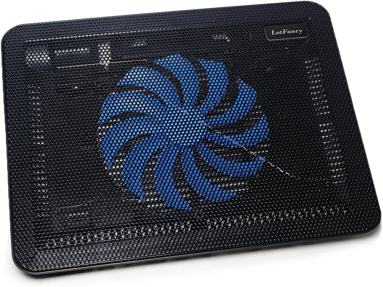 LotFancy Laptop Cooling Pad - Notebook Cooler with Extra USB - Chill Mat for 13-15 Inch Computer, Ultra Thin & Portable (1 Fan)