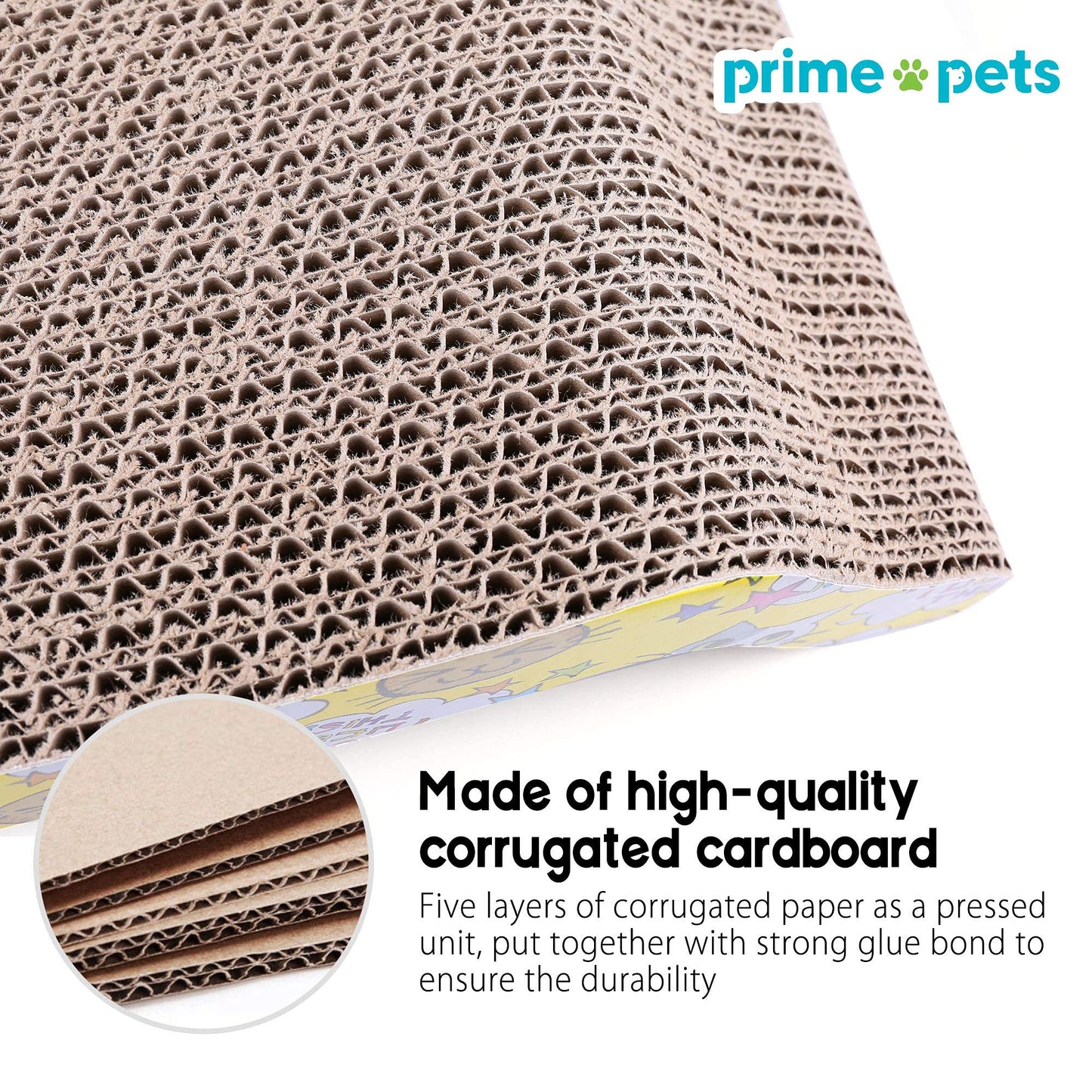 Prime Pets Cat Scratching Board, 2 Pack Cat Scratcher Cardboard, Cat Scratch Pad for Indoor Cats, Cat Scratcher Couch Lounge Sofa Bed, Reversible Corrugated, Catnip Included