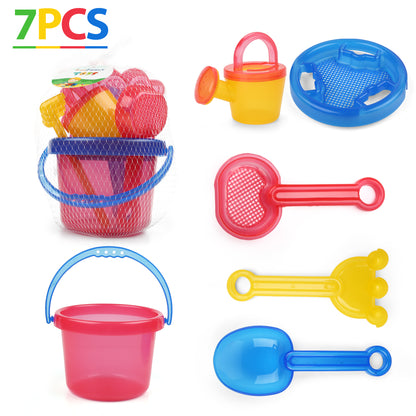 LotFancy Beach Toy Set, Sand Toy for Toddlers, Beach Bucket with Sand Sifter Cover, Shovel, Star Mold, Rake, Watering Can and Sifter Shovel Tool Kit for Kids Outdoor Toys