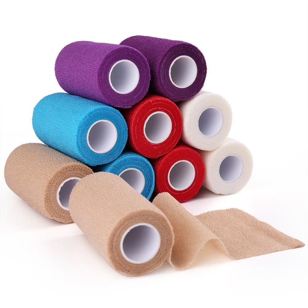 LotFancy Self Adhesive Bandage Wrap, 4" x 5 Yards, Elastic Cohesive Bandage, First Aid Medical Tape