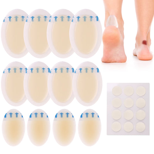 LotFancy Blister Bandages, 12 Blister Pads and 12 Acne Patches, 3 Size Blister Prevention for Heels
