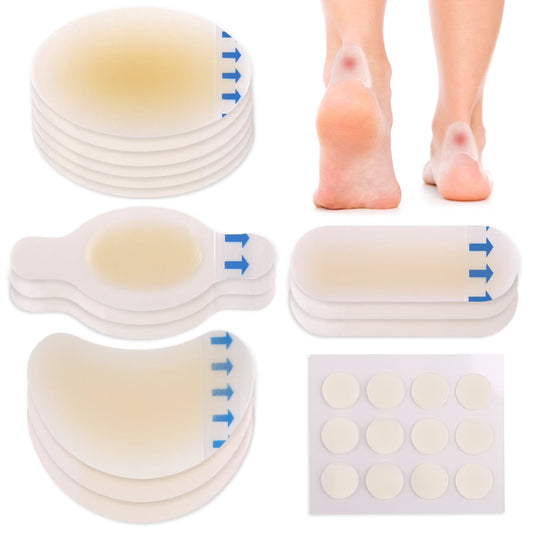 LotFancy Blister Bandages, 15 Blister Pads and 12 Acne Patches, 4 Size Blister Prevention for Heel