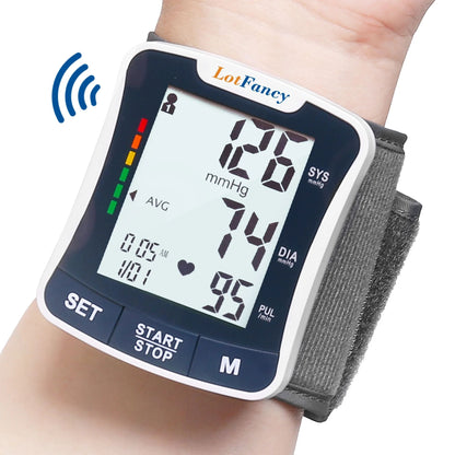 LotFancy Blood Pressure Monitor, Wrist BP Cuff Machine Voice Broadcast, Home BP Gauge