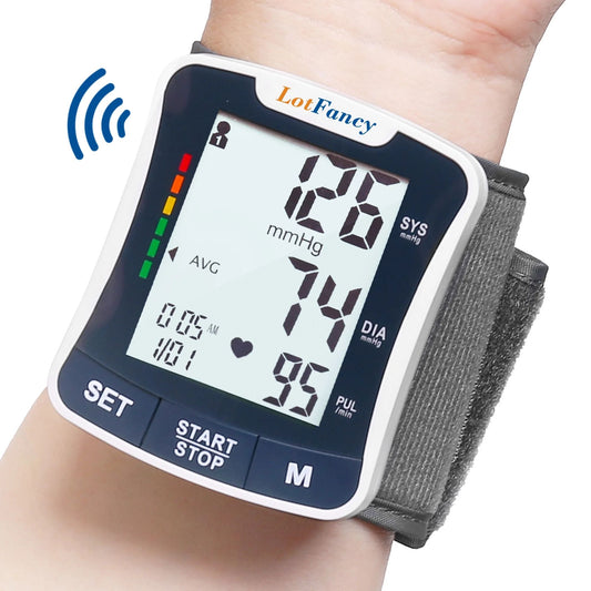 LotFancy Blood Pressure Monitor, Wrist BP Cuff Machine Voice Broadcast, Home BP Gauge