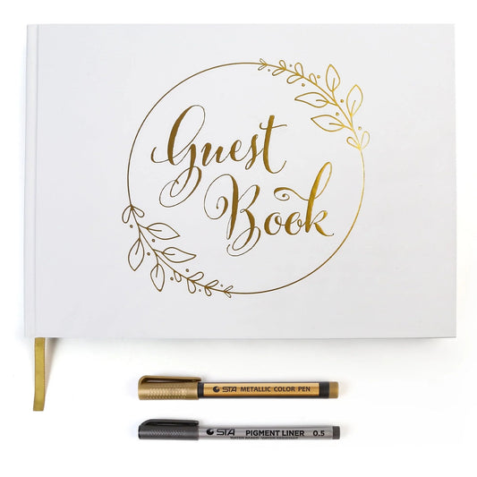 LotFancy Wedding Guest Book with 2 Pen, Guest Book Reception, 128 Pages Thick Paper