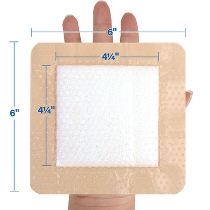 LotFancy Silicone Foam Dressing, 6x 6 in, 5 Count, Wound Dressing with Border, Bed Sores Bandage