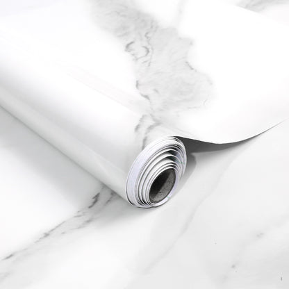 LotFancy Marble Wallpaper,  Glossy Peel and Stick Contact Paper, Removable Gray/White Granite Film Roll, Waterproof Adhesive Vinyl Wrap for Countertop Bathroom Furniture Renovation