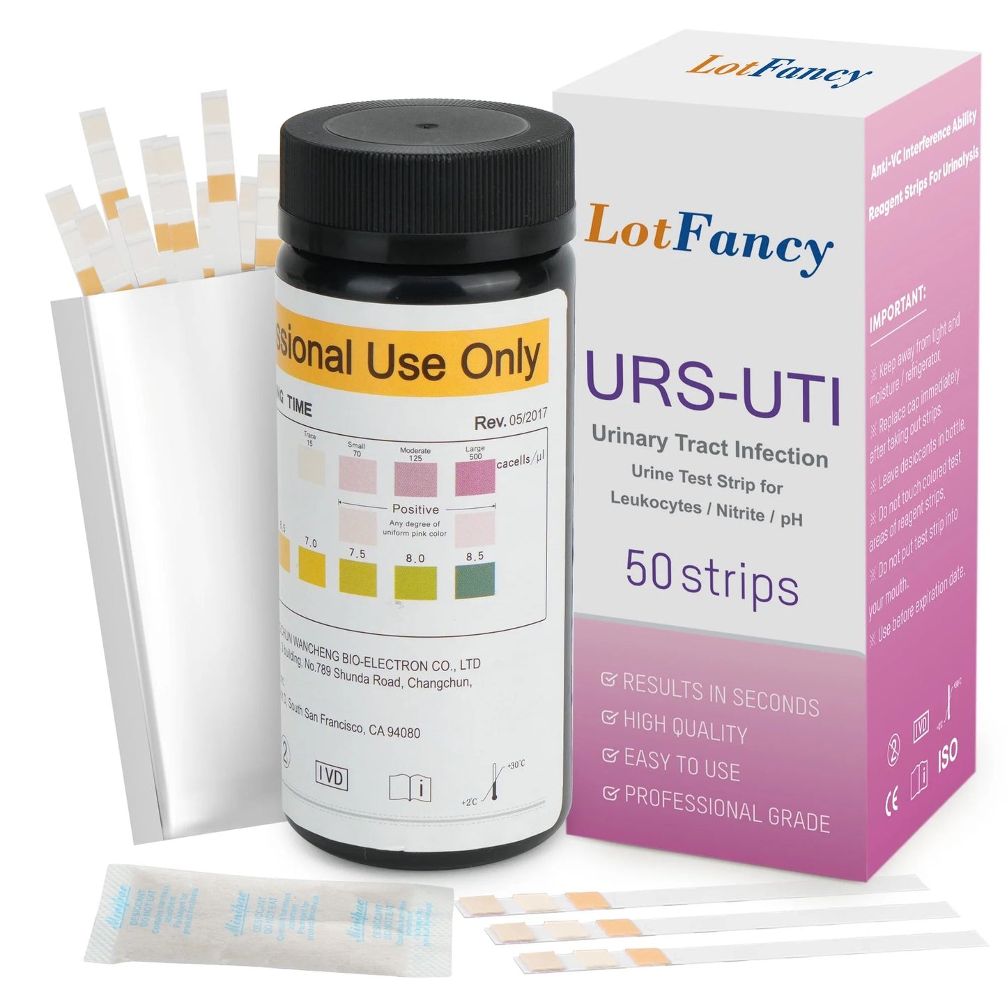 LotFancy UTI Test Strip, 50ct 3 in 1 Urinary Tract Infection Test for Leukocytes,Nitrite,PH