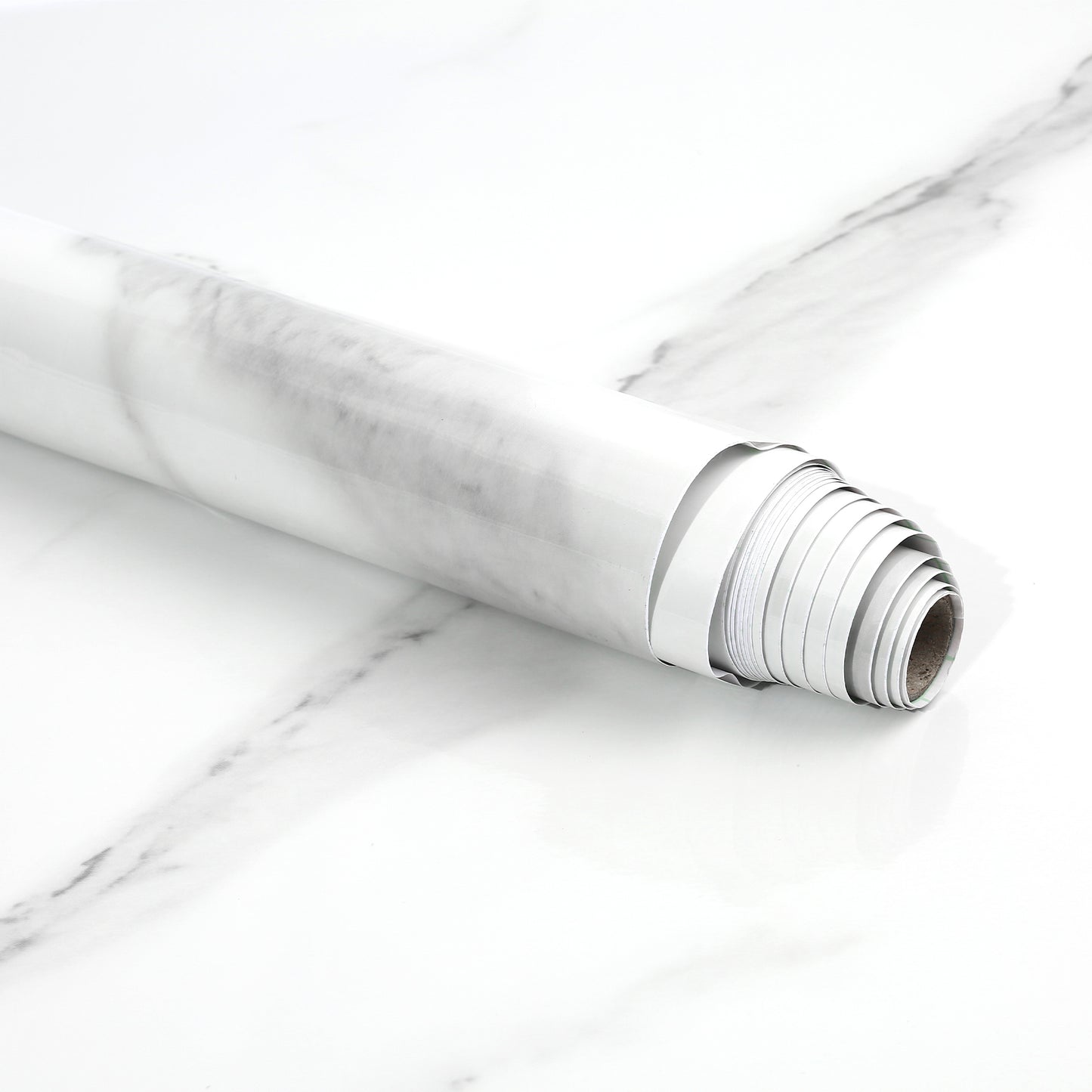 LotFancy Marble Wallpaper,  Glossy Peel and Stick Contact Paper, Removable Gray/White Granite Film Roll, Waterproof Adhesive Vinyl Wrap for Countertop Bathroom Furniture Renovation