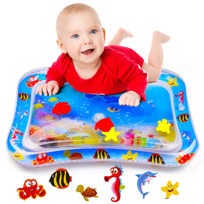 LotFancy Tummy Time Water Mat with Gift Box for Infants Toddlers Baby 3 Months+, 26x20 in