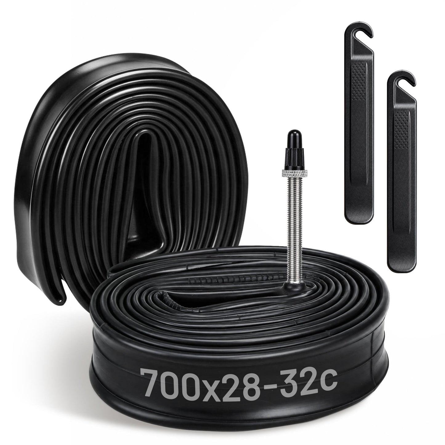 LotFancy 2Pcs 700 x 28C/30C/32C Bike Tubes for Road Mountain Bike with 2 Levers, 60mm Presta Valve