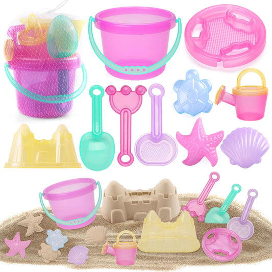 LotFancy Beach Sand Toys Set for Kids Toddlers Girls,Sand Buckets and Shovels, Baby Sandbox Toys
