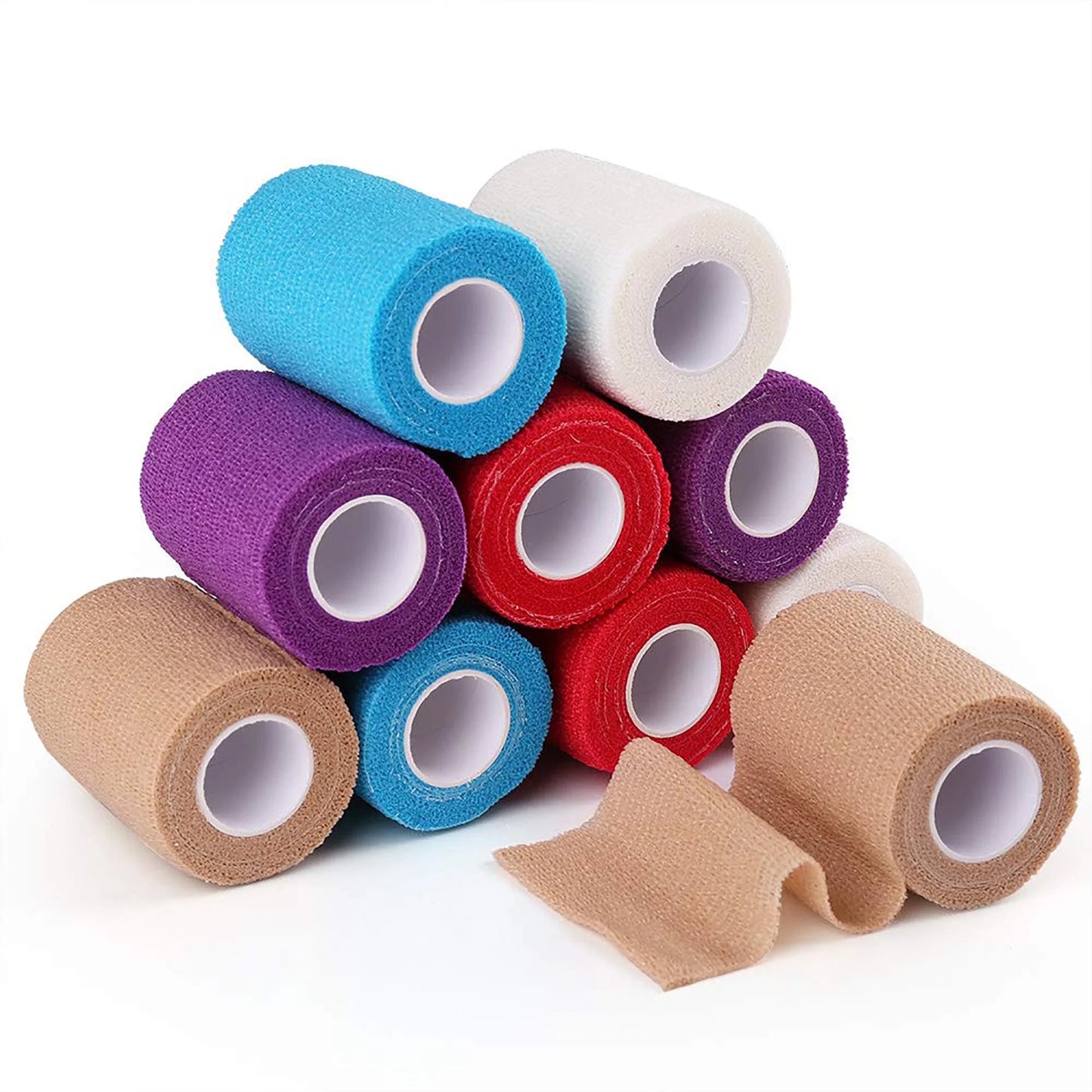 LotFancy Self Adhesive Bandage Wrap, 3" x 5 Yards, Elastic Cohesive Bandage, First Aid Medical Tape