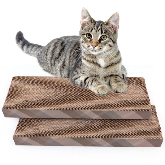 Prime Pets 2 Pack Cat Scratcher Cardboard with Catnip, Reversible Corrugate Cat Scratching Pad
