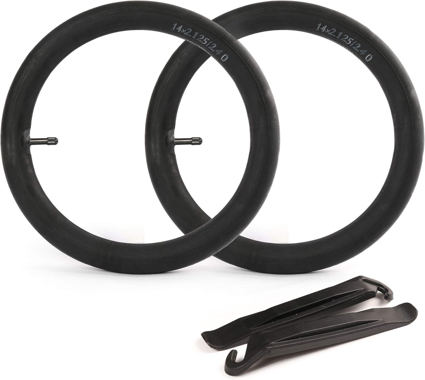 LotFancy 2Pcs 14" x 2.125/2.4 Mountain Bike Tubes with 2 Tire Levers, 32mm Schrader Valve
