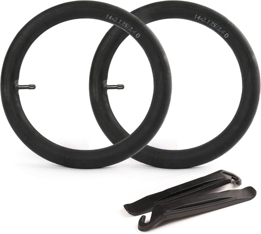 LotFancy 2Pcs 14" x 2.125/2.4 Mountain Bike Tubes with 2 Tire Levers, 32mm Schrader Valve