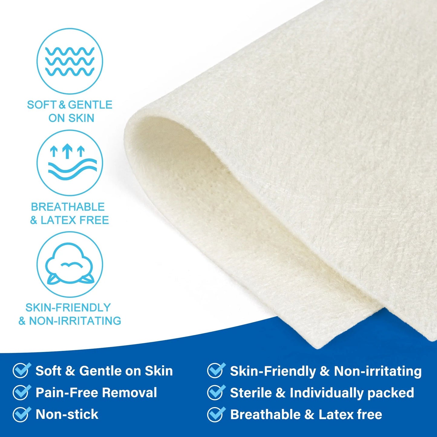 LotFancy Calcium Alginate Wound Dressing, 4" x 8", 5 Pack, Non-Stick Gauze Pads, Highly Absorbent