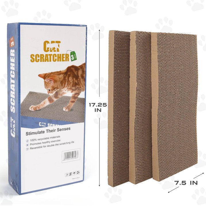 Prime Pets 3 in 1 Cat Scratcher Cardboard, Reversible Corrugated Cat Scratching Pad
