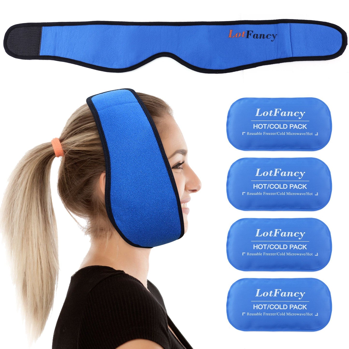 LotFancy Face Gel Ice Pack Wrap for Jaw, TMJ, Wisdom Teeth, Head and Chin