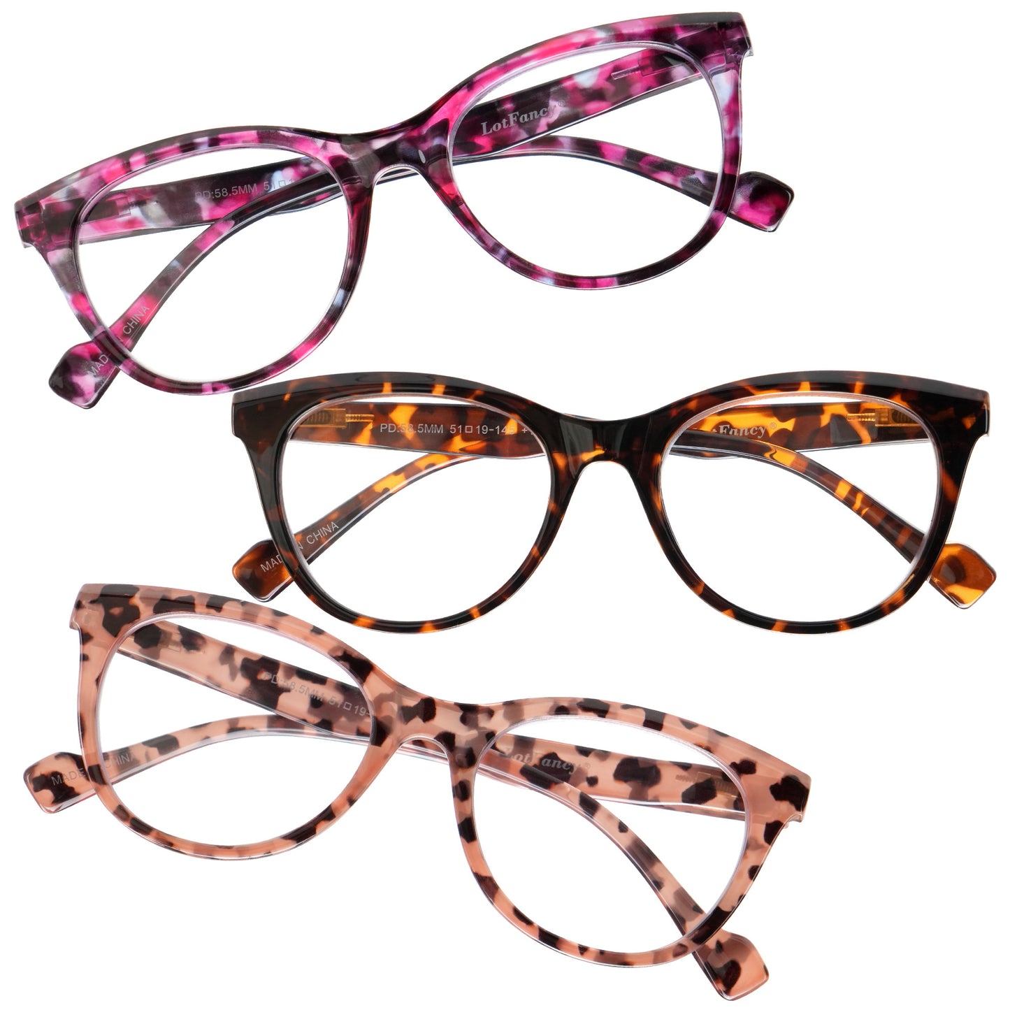 LotFancy Ladies Reading Glasses Blue Light Blocking, Spring Hinge Reader for Women Men,+3.0, 3 Pack