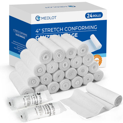 LotFancy Gauze Bandage Roll, 20 Pack Gauze Wrap with Medical Tape, 4 in x4 Yards