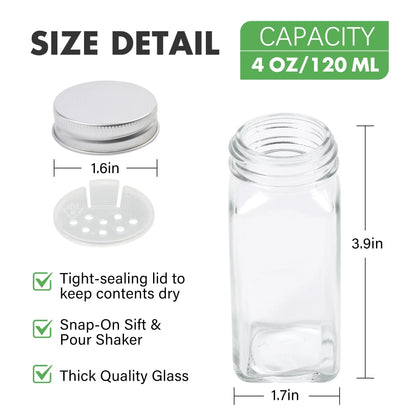 LotFancy Farmhouse Salt and Pepper Shakers Set with Lid, Glass Bottles with Galvanized Caddy Holder