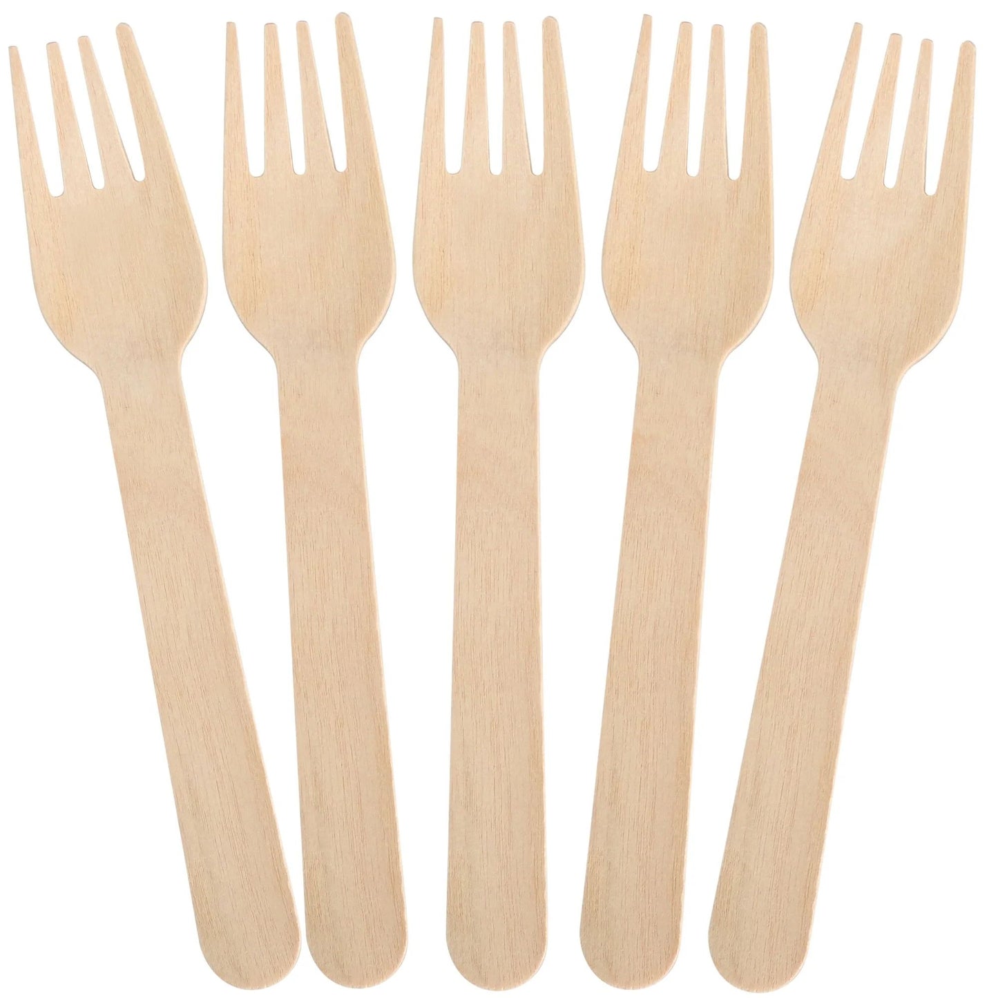 LotFancy Disposable Forks, 100 Pcs Wooden Forks, 6.2" Compostable Biodegradable Forks