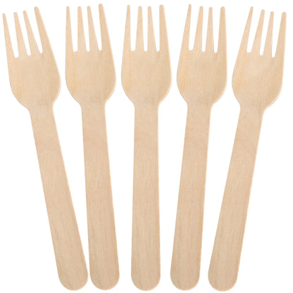 LotFancy Disposable Forks, 100 Pcs Wooden Forks, 6.2" Compostable Biodegradable Forks