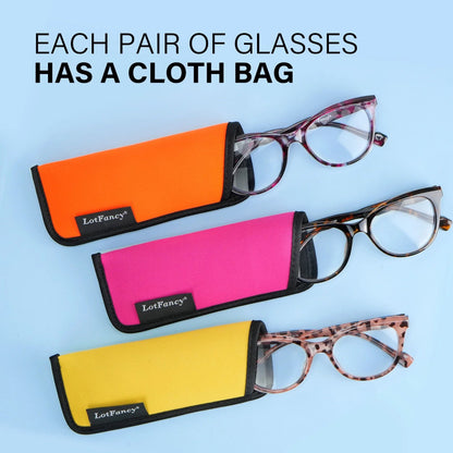 LotFancy Ladies Reading Glasses Blue Light Blocking, Spring Hinge Reader for Women Men,+1.5, 3 Pack