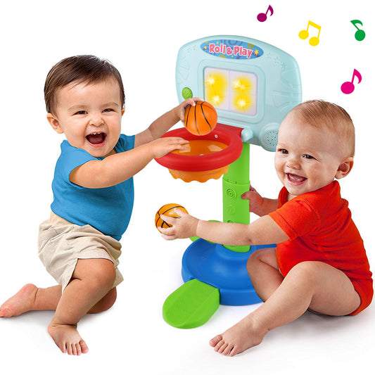 LotFancy Baby Basketball Hoop for Toddlers, Height Adjustable 2 in 1 Sports Toy Set for Kids 1-3