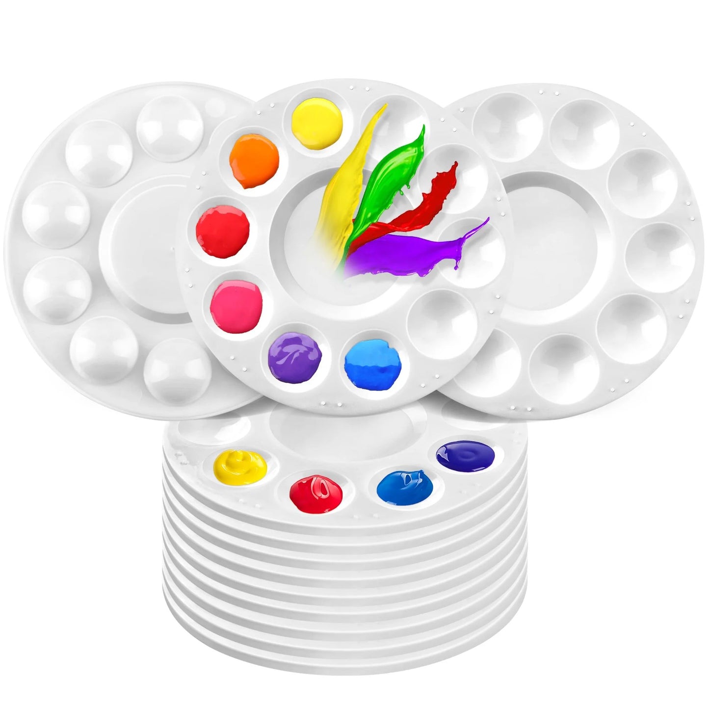 LotFancy 12 Plastic Painting Tray Palettes, Plastic Paint Pallets for Kids