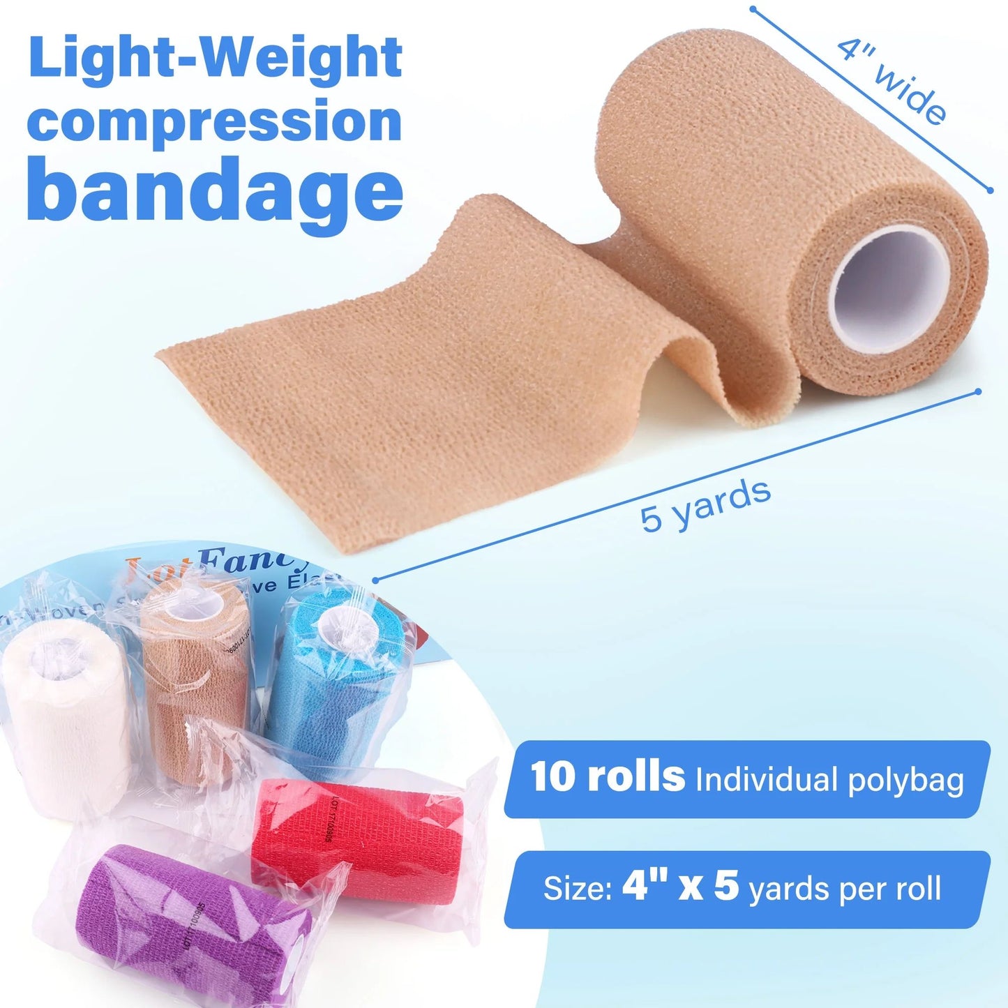 LotFancy Self Adhesive Bandage Wrap, 4" x 5 Yards, Elastic Cohesive Bandage, First Aid Medical Tape