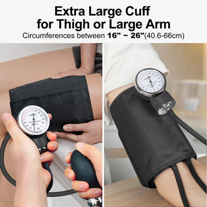 LotFancy XXL Manual Blood Pressure Cuff Adult, Thigh BP Cuff 16"-26", Aneroid Sphygmomanometer