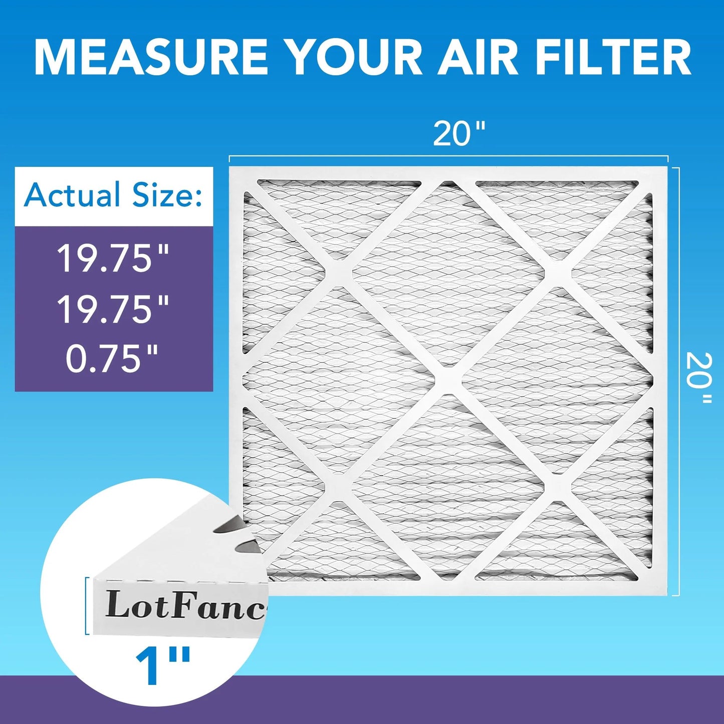 LotFancy 20x20x1 Air Filters, 6 Pack, MERV 11 Pleated HVAC AC Furnace Air Filters