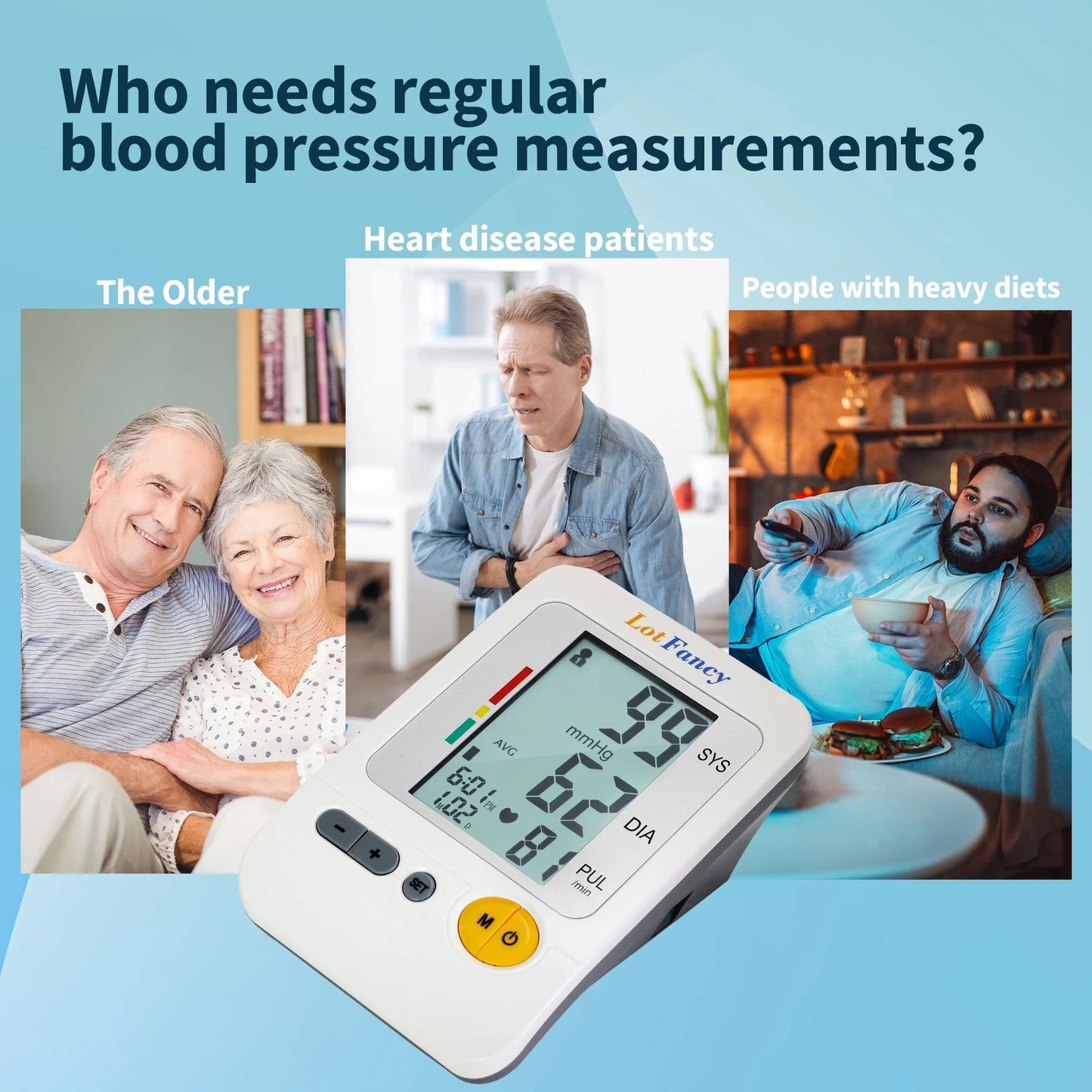 LotFancy Arm Blood Pressure Monitor with Adaptor and Large Cuff, BP Digital Machine for Home Use