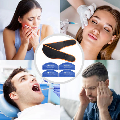 LotFancy Face Ice Pack Wrap with 4 Reusable Hot Cold Therapy Gel Packs for TMJ, Wisdom Teeth