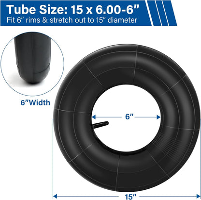 LotFancy 2Pcs 15x6.00-6 Inner Tube for Lawn Mower, Snow Blower, Riding Mowers, ATVs