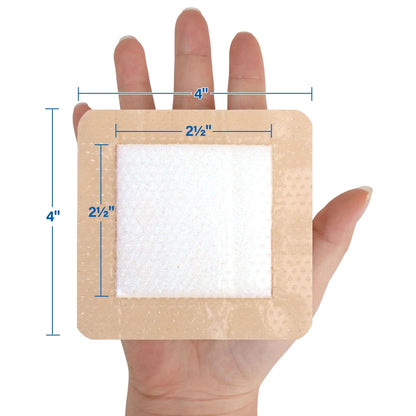 LotFancy Silicone Foam Dressing, 4x4 in, 5 Count, Adhesive Wound Dressing, Bed Sores, Wound Bandage