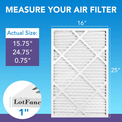 LotFancy 16x25x1 Air Filters, 4 Pack, MERV 11 Pleated HVAC AC Furnace Air Filters