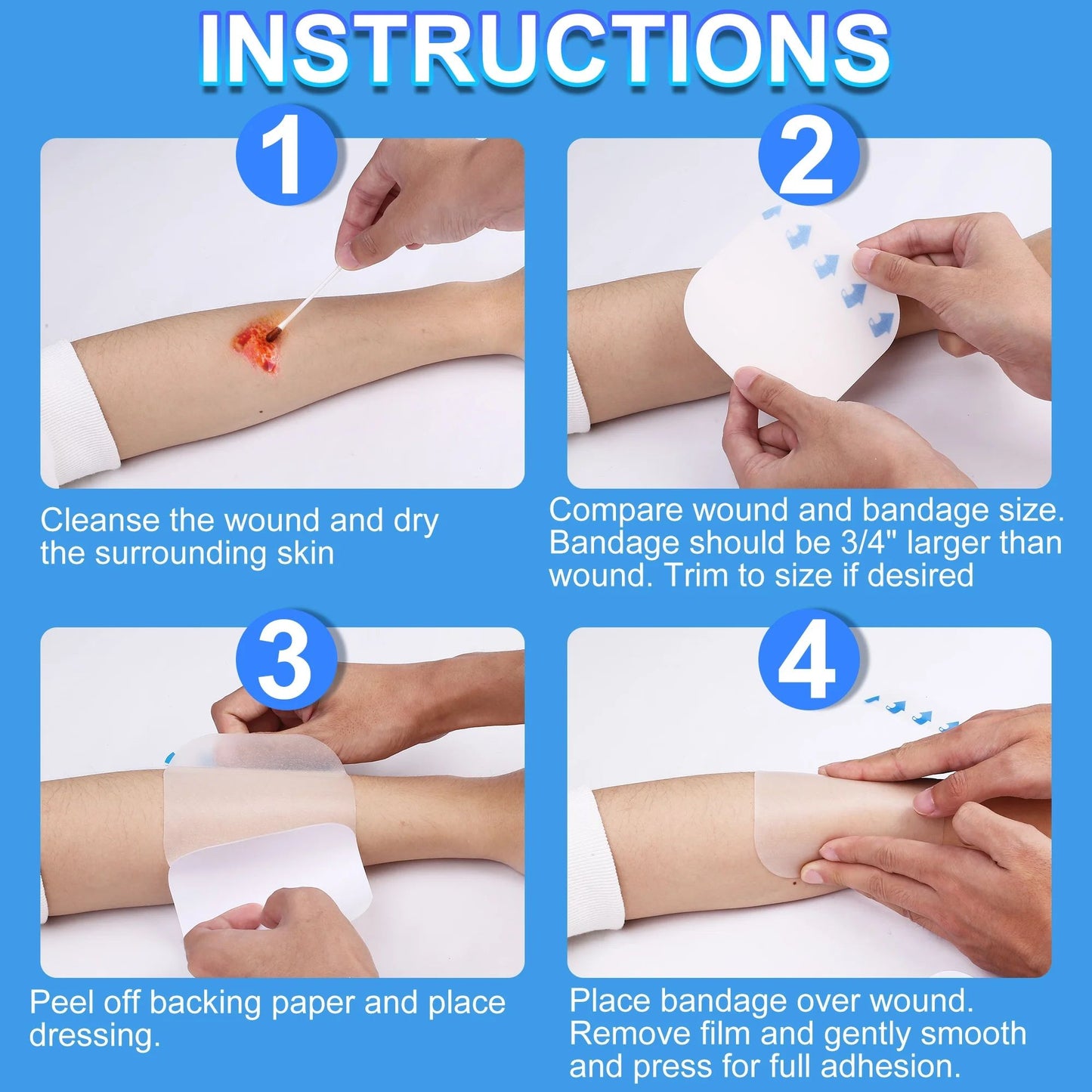 LotFancy 14 Pack 2x2 in Hydrocolloid Adhesive Wound Bandages, Ultra Thin