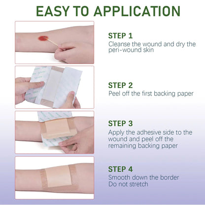LotFancy Silicone Foam Dressing, 4x4 in, 10 Count, Adhesive Wound Dressing, Bed Sores Bandage
