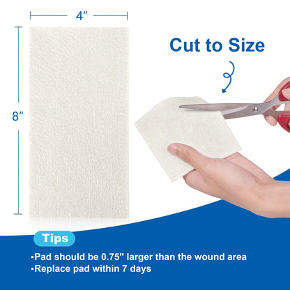 LotFancy Calcium Alginate Wound Dressing, 4" x 8", 5 Pack, Non-Stick Gauze Pads, Highly Absorbent