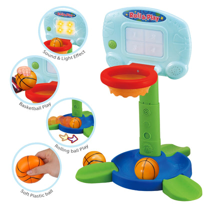 LotFancy Baby Basketball Hoop for Toddlers, Height Adjustable 2 in 1 Sports Toy Set for Kids 1-3