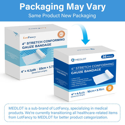LotFancy Gauze Bandage Roll, 36 Pack, 4 in x 4 Yards Sterile Gauze Wrap