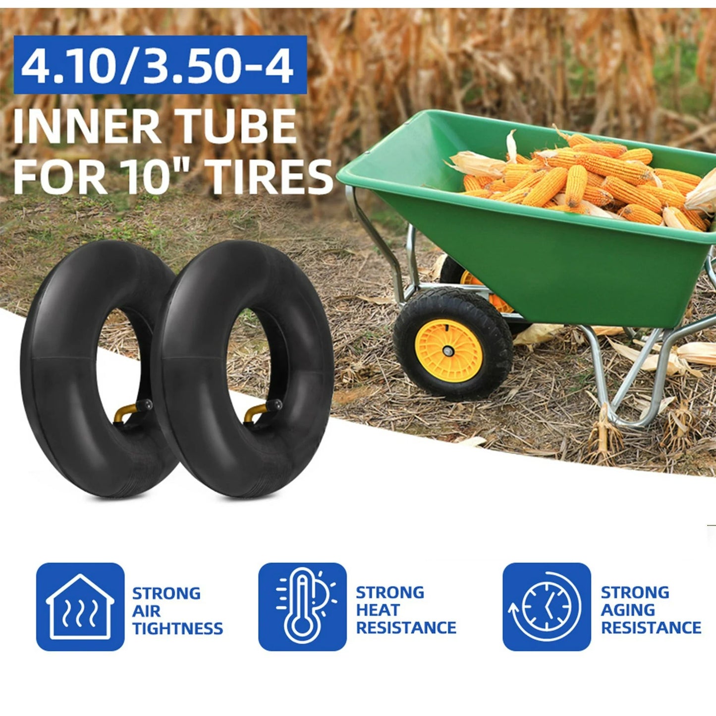LotFancy 2Pcs 4.10/3.50-4" Replacement Inner Tube for Lawn Mower Hand Truck, Dolly, Hand Cart