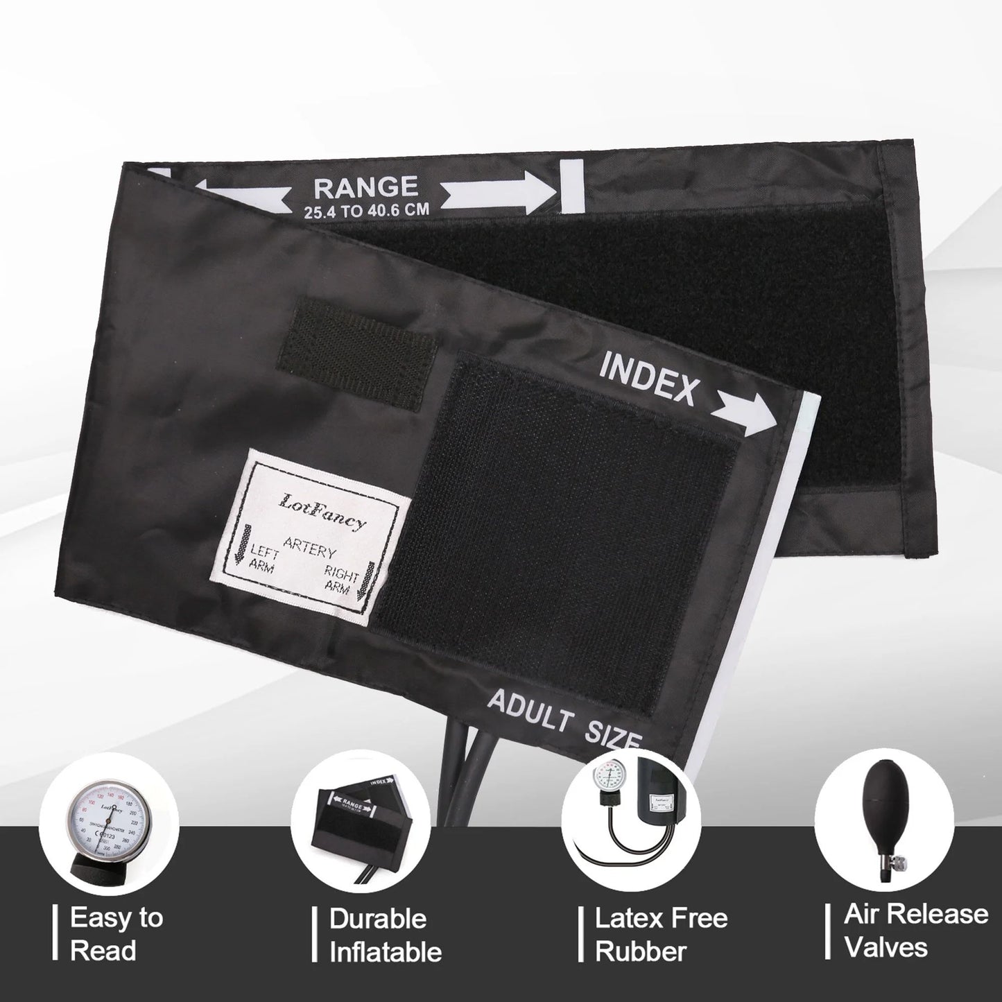 LotFancy Aneroid Sphygmomanometer, Manual Blood Pressure Monitor with Universal Cuff 10" to 16"