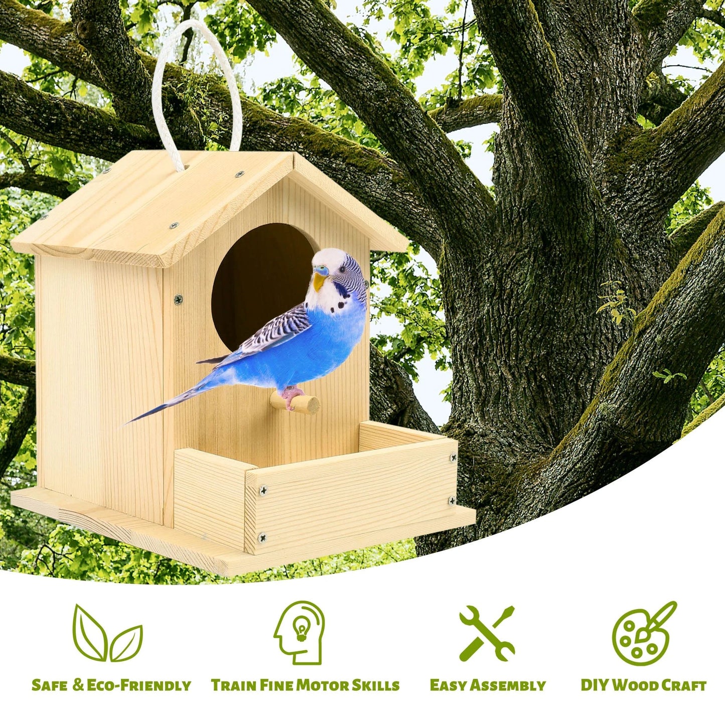 LotFancy Bird House Kit, 2 Pack, DIY Wooden Birdhouse Kits for Kids and Adults to Build and Paint