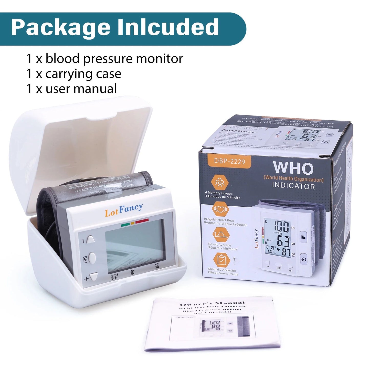 LotFancy Wrist Blood Pressure Monitor for Home Use, BP Cuff, Auto Digital Blood Pressure Machine